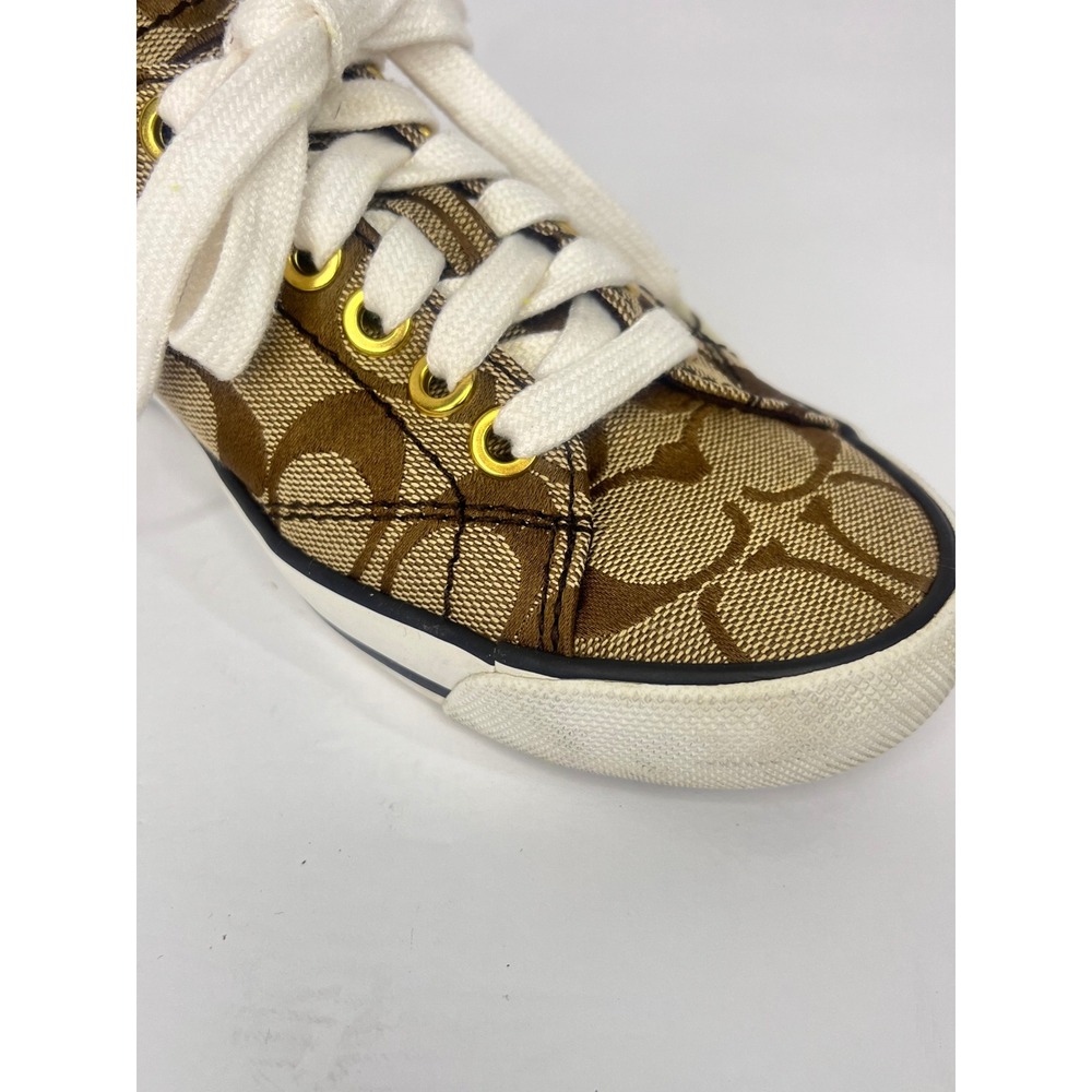 Coach Suzy Sneakers Women 6.5B Brown Signature C Canvas Monogram Low Top Shoes - Picture 10 of 16